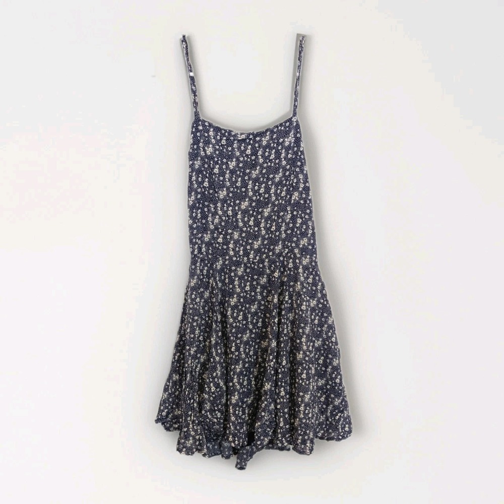 Coquette Cottagecore‎ Blue Floral Sundress Open Back Fairycore Mini Dress Small